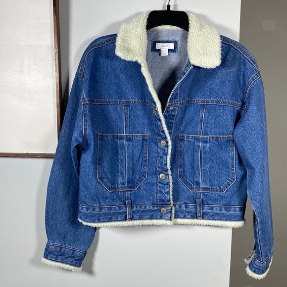 Forever 21 Denim Fur Jacket - Picture 1 of 10